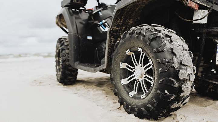 ATV wheels on the sand